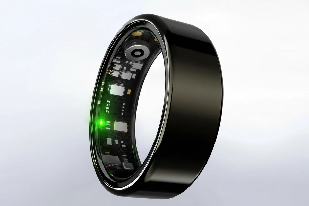 Bague Connectée R09 pour Homme et Femme avec Boîtier de Charge - Fréquence Cardiaque, Oxygène Sanguin, Température Cutanée, Étanche 5ATM